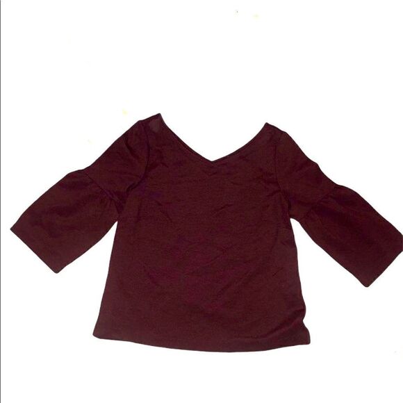 Ann Taylor Burgundy Bell Sleeve V-Neck Sweater XS - Picture 5 of 5